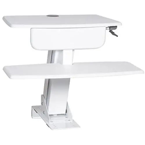 Kantek Desk Clamp-Mounted Sit to Stand Workstation, White (STS800W)