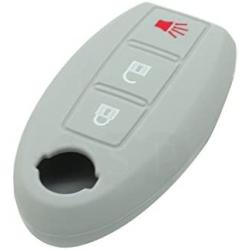 SEGADEN Silicone Cover Protector Case Skin Jacket Compatible with NISSAN 3 Button Smart Remote Key Fob CV9501 Gray