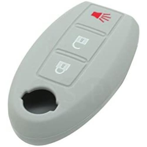 SEGADEN Silicone Cover Protector Case Skin Jacket Compatible with NISSAN 3 Button Smart Remote Key Fob CV9501 Gray