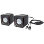Manhattan USB Powered Stereo Speaker System - Small Size - with Volume Control & 3.5 mm Audio Plug to Connect to Laptop, Notebook, Desktop, Computer - Black, 161435