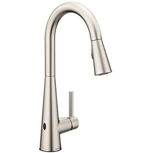 Moen 7864EWSRS Sleek Motionsense Wave Sensor Touchless One-Handle High Arc Pulldown Modern Kitchen Faucet Featuring Power Clean, Spot Resist Stainless