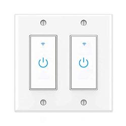 Smart Switch WiFi Wall Light Switch Compatible with Alexa, Google Assistant and IFTTT, Neutral Wire Required, Single Pole, 2 Gang