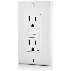 Leviton GFNT1-W Self-Test SmartlockPro Slim GFCI Non-Tamper-Resistant Receptacle with LED Indicator, Wallplate Included, 15-Amp, White
