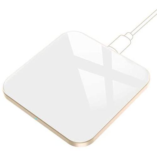 Wireless Charger 15W Max Fast, AGPTEK Qi-Certified Metal Glass Wireless Charging Pad for iPhone 12/12 Pro/12 Pro Max/11/11 Pro Max/XS Max/XR/X/8, Galaxy S20/S10/S9/S8, AirPods (No AC Adapter), White