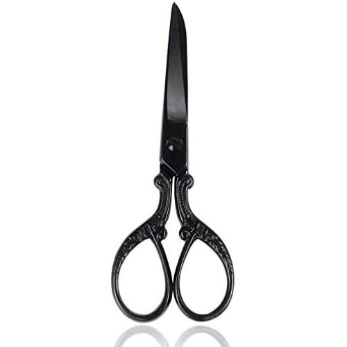 BIHRTC Small Embroidery Scissors 5 Inch Black Scissors Stainless Steel Handled Professional Dressmaking Sewing Scissors Shears for Fabric Needlework Art Work Offic Craft Scissors