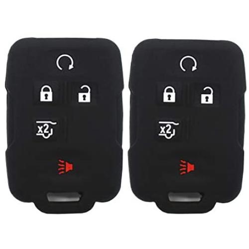 Ezzy Auto A Pair Black Silicone Rubber Key Fob Case Key Cover Key Jacket Skin for Enclave Colorado Silverado 1500 Suburban Tahoe Yukon Sierra 1500