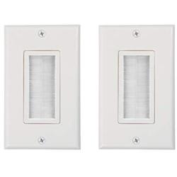 Buyers Point Brush Wall Plate [UL Listed], Decora Style, Cable Pass Through Insert for Wires, Single Gang Cable Access Strap, Wall Socket for HDTV, HDMI, Home Theater Systems (2 Pack, White)