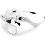 Flexzion Head Mount Magnifier w/Led Lights Lighting, Head Lamp 1X 1.5X 2X 2.5X 3.5X Magnifying Lens Glasses w/Headband Headset Loupe for Hands Free Close Up Work Jewelry Electronics Facial Reading