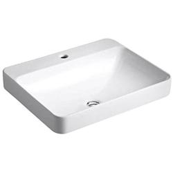 Kohler K-2660-1-0 Vitreous china Above counter Rectangular Bathroom Sink, 25.512 x 20.472 x 9.843 inches, White