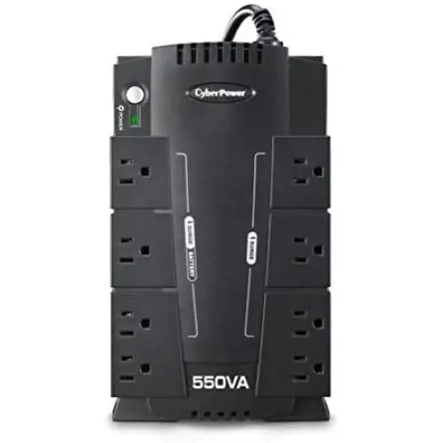 CyberPower CP550SLG Standby UPS System, 550VA/330W, 8 Outlets, Compact Black