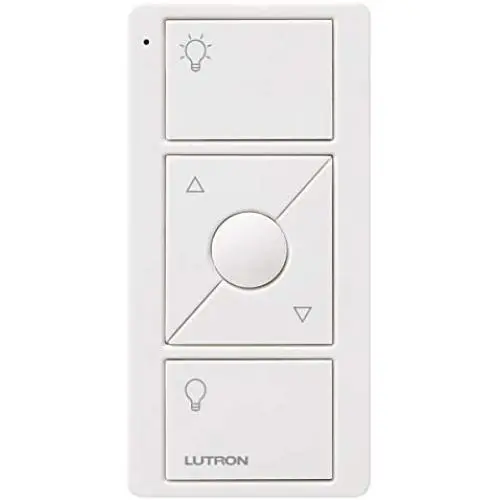 Lutron 3-Button with Raise/Lower Pico Remote for Caseta Wireless Smart Lighting Dimmer Switch, PJ2-3BRL-WH-L01R, White