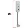 GE, Heather Gray, Designer 1 Ft Power Strip with 6 Inch Braided Extension Cord, 3 Grounded Outlets, Flat Plug, 53199 GE, Heather Gray, Designer 1 Ft Power Strip with 6 Inch Braided Extension Cord, 3 Grounded Outlets, Flat Plug, 53199