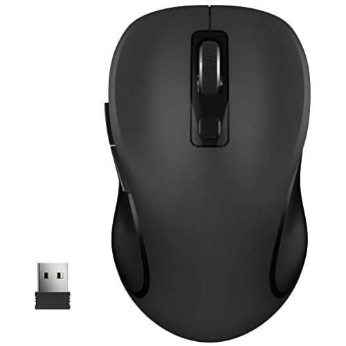 WisFox 2.4G Wireless Mouse for Laptop, Ergonomic Computer Mouse with USB Receiver and 3 Adjustable Levels, 6 Button Cordless Mouse Wireless Mice for Windows Mac PC Notebook (Black)
