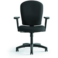 HON HVL220.VA10 Mid Back Task Chair - Fabric Computer Chair with Arms for Office Desk, Black (HVL220)