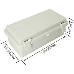 LMioEtool ABS Plastic Dustproof Waterproof IP65 Junction Box Hinged Shell Universal Electrical Project Enclosure Gray 7.9 x 3.9 x 2.8 inch (200 x 100 x 70mm)