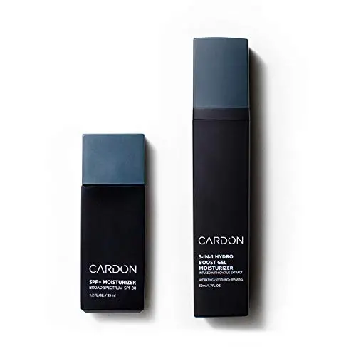 Cardon Mens AM + PM Face Moisturizers Bundle: Daytime SPF Moisturizer; Nighttime Repair Gel Moisturizer | Korean Skincare For Men