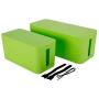 Patioer Cable Management Organizer Box Power Strips Hider Power Cords Hider for Desk, TV, Computer, USB Hub,Cords (Set of Two) (Green)