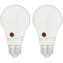 Amazon Basics 60 Watt Equivalent, Dusk to Dawn Sensor, Non-Dimmable, A19 LED Light Bulb - Soft White, 2-Pack