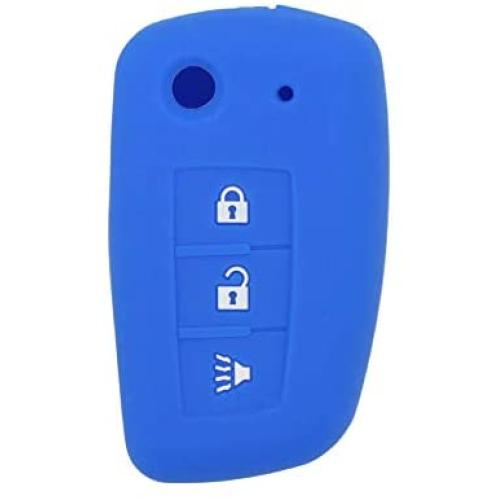 SEGADEN Silicone Cover Protector Case Holder Skin Jacket Compatible with NISSAN 3 Button Flip Remote Key Fob CV4507 Deep Blue