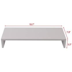 WUDENHOM Computer Monitor Riser Wood, Universal Screen TV Printer Laptop Shelf Stand Riser Desk Clamp Organizer Save Space Monitor Stand for Home Office Dorm Workspace E-Sports(White)