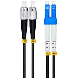 Jeirdus 5M LC to FC Outdoor Armored Duplex 9/125 SM Fiber Optic Cable Jumper Optical Patch Cord Singlemode 5Meters 16ft LC-FC