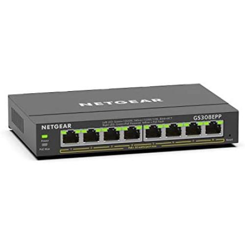 NETGEAR 8 Port PoE Gigabit Ethernet Plus Switch (GS308EPP) - with 8 x PoE+ @ 123W, Desktop/Wall Mount