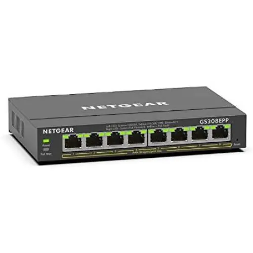 NETGEAR 8 Port PoE Gigabit Ethernet Plus Switch (GS308EPP) - with 8 x PoE+ @ 123W, Desktop/Wall Mount