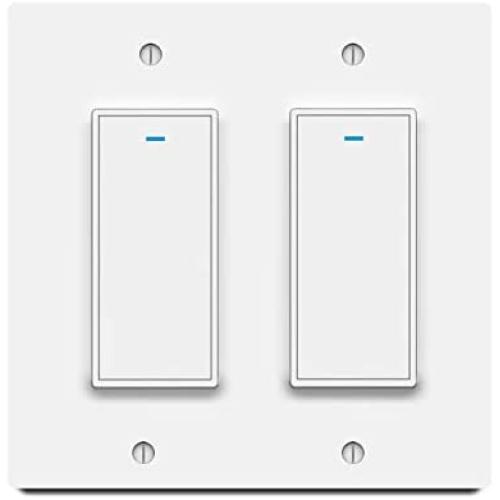 Smart Light Switch, Aleath Smart Switch, 2.4Ghz WIFI Light Switch - Neutral Wire Needed, Compatible with Alexa, Google Assistant and IFTTT, Remote Control - 2gang