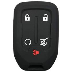 Coolbestda 5Buttons Smart Rubber Key Fob Remote Cover Keyless Entry Case Protector Skin for GMC Acadia Terrain Yukon Chevrolet Suburban Tahoe HYQ1AA 13584502 1551A-AA