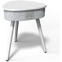 Portable Smart Side Table Bluetooth Speaker with Wireless Charger and USB Charging Dock, Modern Home Studio Smart Table Multifunctional (Cream)