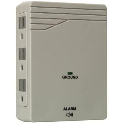 Woods 041203 6-Outlet Side Entry Surge Protector Wall Adapter, 1000 Joules of Protection, Light Grey