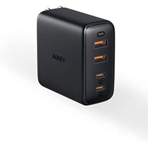USB C Charger, AUKEY Omnia 100W 4-Port PD Charger with GaNFast Technology, USB C Laptop Charger Power Delivery 3.0 Compatible with MacBook Pro 16'', iPad Pro 11'', iPhone 11 Pro Max, HP Spectre