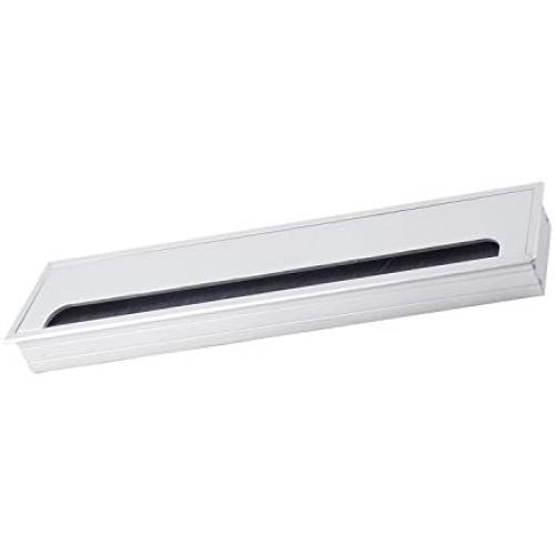 Antrader 160mm/280mm/400mm Length Metal Rectangle Wire Cable Grommet Hole Cover for Computer Desk Table Silver Tone (400 x 80mm)