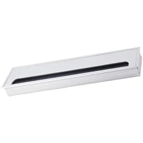 Antrader 160mm/280mm/400mm Length Metal Rectangle Wire Cable Grommet Hole Cover for Computer Desk Table Silver Tone (400 x 80mm)