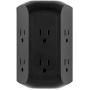 GE UltraPro 6-Outlet Surge Protector Adapter Spaced, 3-Prong Power Strip Wall Tap, Charging Station, Side Access, Black, 47822