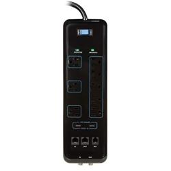 Prime Wire & Cable PB523118 8-Outlet Premium Electronics Surge Protector with 14/3 SJT 6-Feet Cord, Black