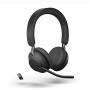 Jabra Evolve2 65 Wireless Headset USB Stereo UC, Bluetooth Dongle, Compatible with Zoom, Webex, Skype, Smartphones, Tablets, PC/MAC, 26599-989-999 (Black), Global Teck Gold Support Plan Included
