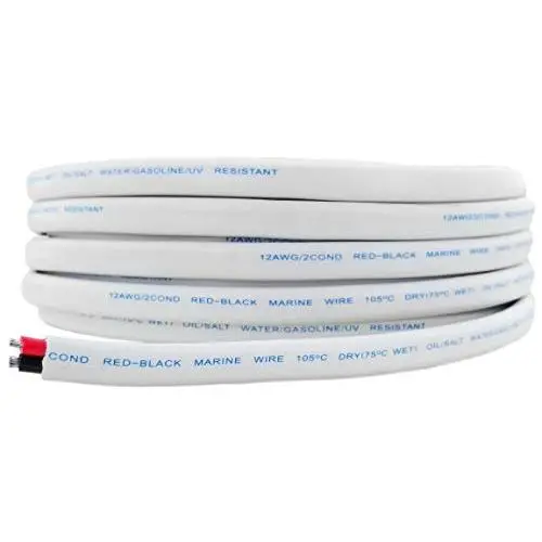 12 AWG Tinned OFC Copper Duplex 12/2 Red & Black Sheathed Marine Boat Wire | Cable Length: 50 Feet (Also Available in 100 ft)