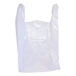 200 Large Plastic Grocery T-Shirt Bags - Plain White 12'' x 6'' x 21'' by JA Kitchens