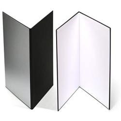 (2 PCS) Light Reflector 3 in 1 Photography Reflector Cardboard,A3 (17x12 Inch) Size Folding Light Diffuser Board for Still Life, Product and Food Photo Shooting - Black, Silver and White, 2 Pack