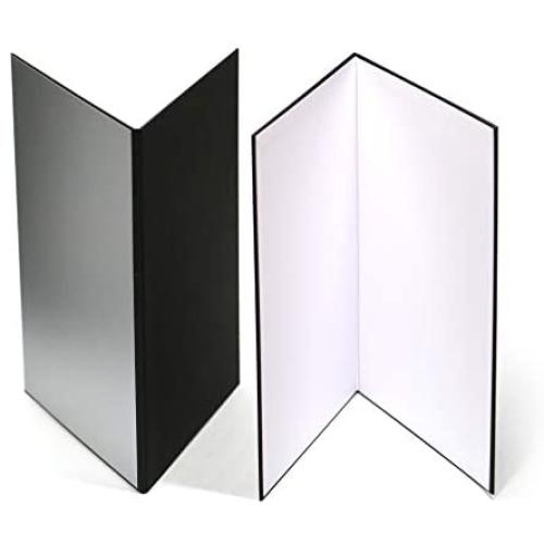 (2 PCS) Light Reflector 3 in 1 Photography Reflector Cardboard,A3 (17x12 Inch) Size Folding Light Diffuser Board for Still Life, Product and Food Photo Shooting - Black, Silver and White, 2 Pack