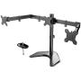 HUANUO Triple Monitor Stand - Free Standing Fully Adjustable Monitor Desk Mount - Tilts, Swivels, Rotates - Fits 3 LCD LED OLED Screens 13-24 Inches in Size, Each Arm Holds up to 22lbs