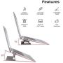 Invisible Laptop Stand, Pronimi Slim Ergonomic Portable Flip Laptop Stand for MacBook Air Mac Book Pro Tablets iPad Silver, Light Adjustable Laptop Stand up to 15 inch
