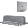 Vertical Laptop Stand [Adjustable Size], OMOTON Desktop Aluminum MacBook Stand with Adjustable Dock Size, Fits All MacBook, Surface, Chromebook and Gaming Laptops (Up to 17.3 inch), Gray