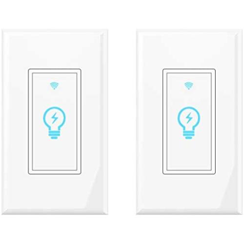 WiFi Light Switch Smart Light Switch Alexa Compatible with Google Home, Smart Wall Switch with Remote Control, Schedule Timer, Neutral Wire is Needed, KULED Touch Light Switches 2Pack