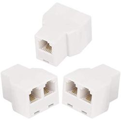 RJ11 6P4C 3Female Telephone Splitter Adapter Cable,Telephone Landline Cable Connector and Separator(3Pack，White)