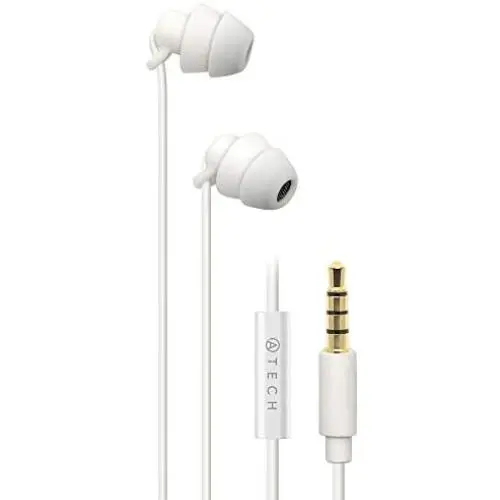 ATECH Ultra Flexible Silicon Sleeping Earbuds with Microphone Earplugs for ASMR, Insomnia, Snoring, Air Travel, Relaxation, Binaural, White