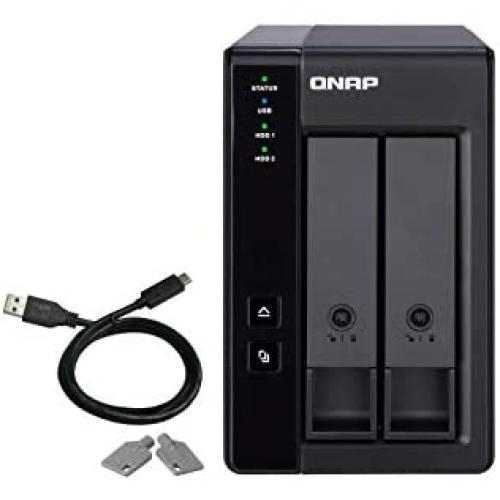 QNAP TR-002 2 Bay Hard Drive Enclosure Direct Attached Storage (DAS) with Hardware RAID USB 3.2 Gen 2 Type-C