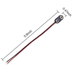 9 V Battery Clip Connector, I-Type 9 Volt Battery Clip, 9V Battery Buckle Connector Hard Buckle Plastic Housing and Black Red Wires Leads Iength 5.9 inches (I Type Hard Shell 8PCS)