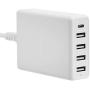 Amazon Basics 5-Port Wall Charger (60W) with 4 USB-A Ports and 1 USB-C Port with 30W Power Delivery - White Amazon Basics 5-Port Wall Charger (60W) with 4 USB-A Ports and 1 USB-C Port with 30W Power Delivery - White